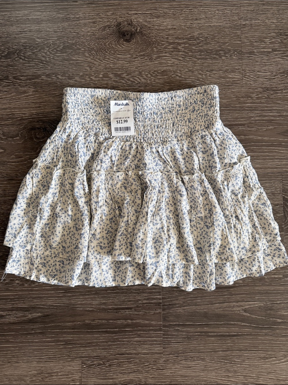Sienna Sky White Mini Skirt with Blue Floral Print